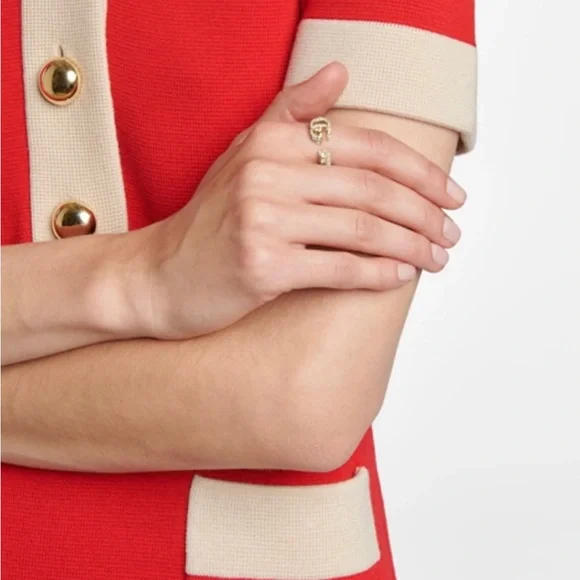 GUCCI ππ Gold Crystal Embellishment Double G Ring - Size 6/7 NWT - Picture 10 of 11